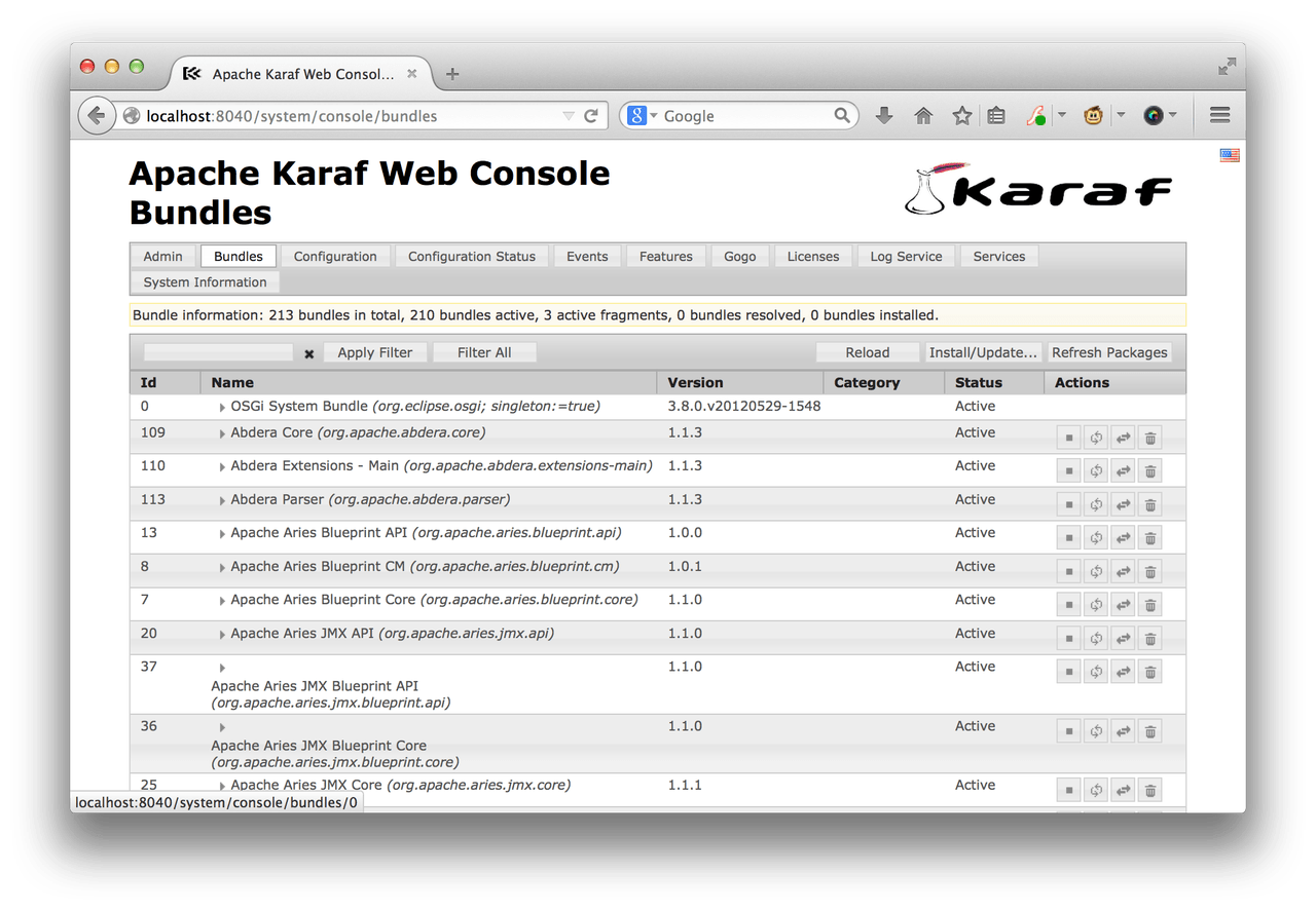 Apache Karaf web console for Talend ESB