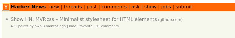 Extract from MVP.css posting on Hacker News