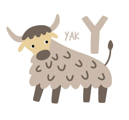 Illustration of a Yak with the letter 'Y'